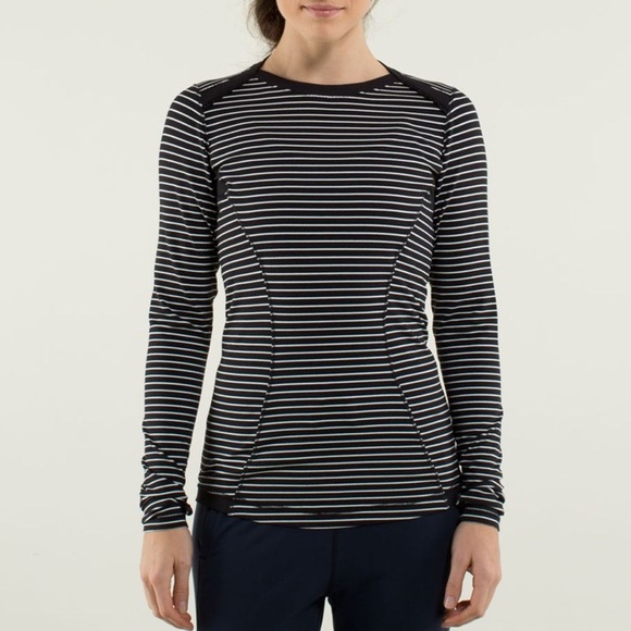 lululemon athletica Tops - lululemon athletica Black and White Striped Long Sleeve Base Runner Tee